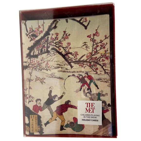 The Met Box of 20 Holiday Cards Children Playing in the Snow Yoshu Chikanobu - Picture 4 of 5
